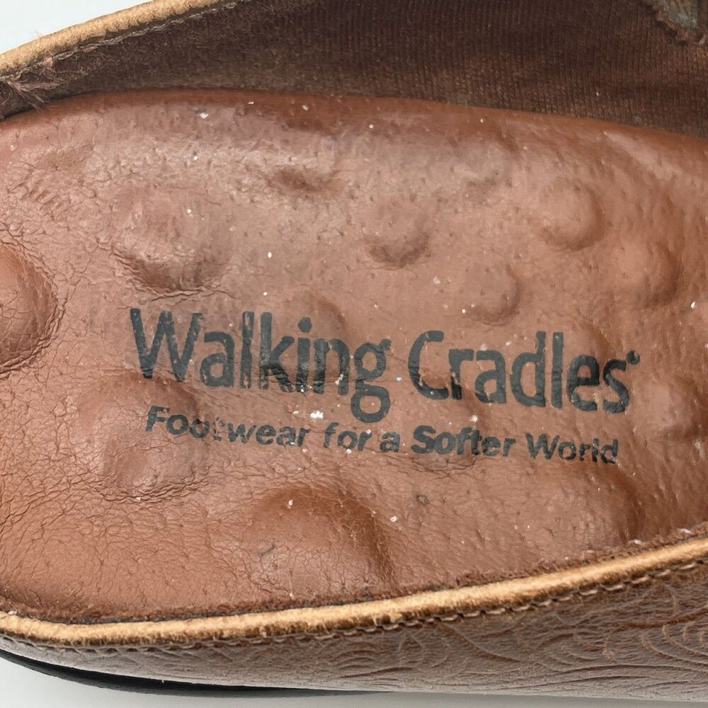 Women's Walking Cradles Caden Western Embossed Brown Leather Mules/Clogs  Sz 8‎ - Picture 4 of 10